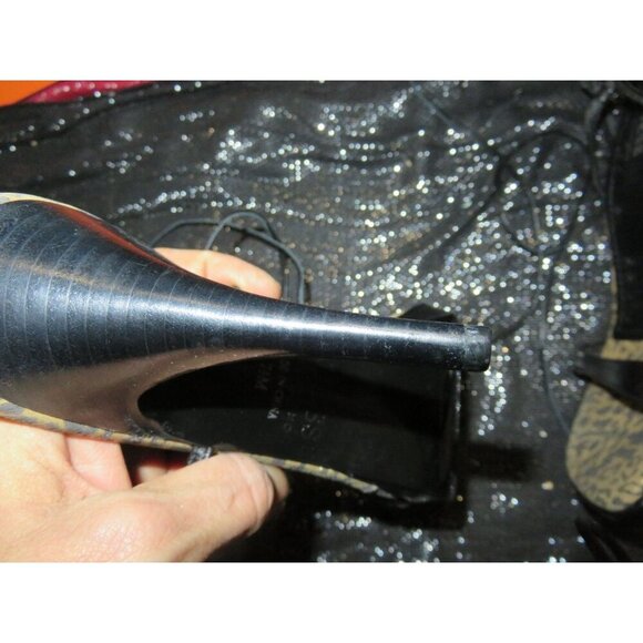 BOGO Guess by Marciano Black Leopard Leather Strappy Ankle Tie Heels sz 7.5 - Picture 8 of 12